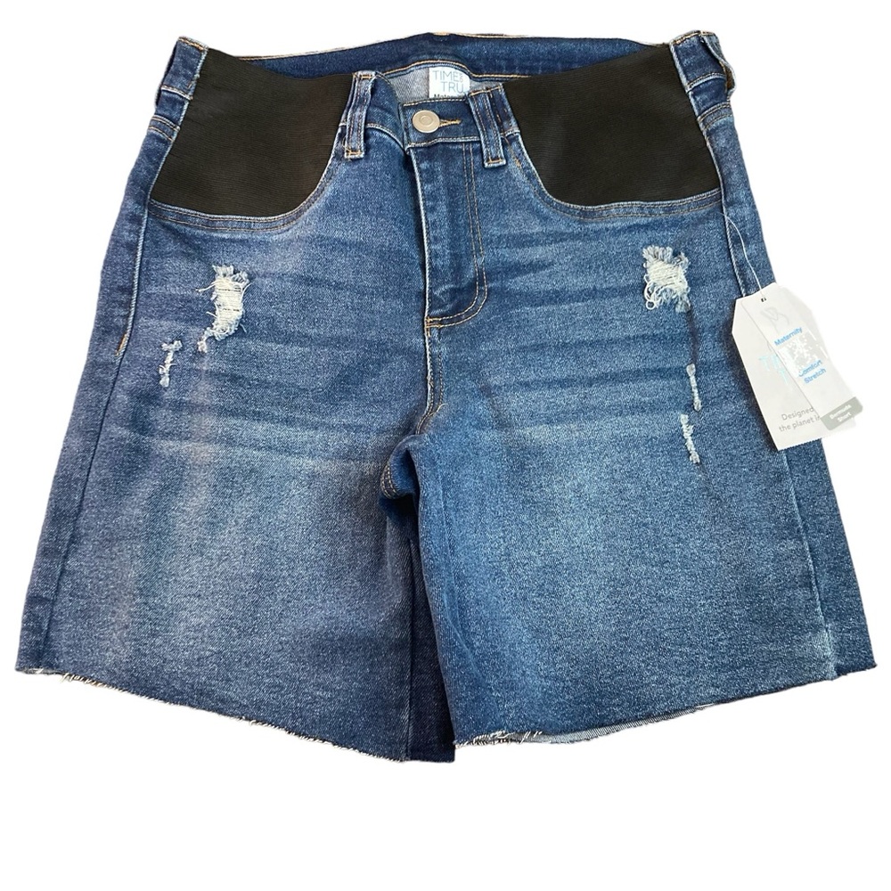 Time and Tru comfort stretch jean bermuda maternity shorts small (4-6)